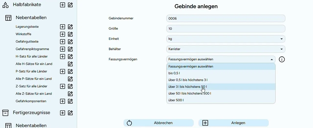 Bildschirmfoto aus dem Video: Gebinde anlegen