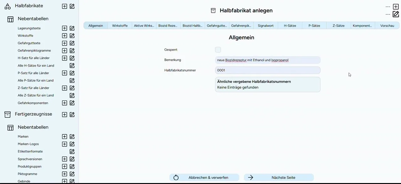 Bildschirmfoto aus dem Video: Halbfabrikat anlegen