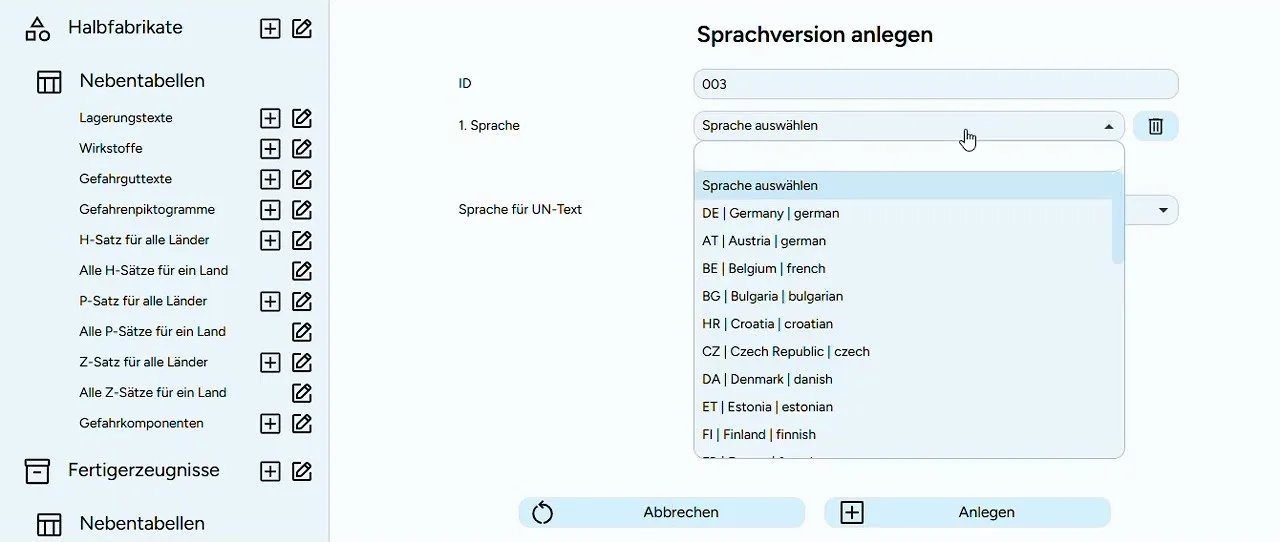 Bildschirmfoto aus dem Video: Sprachversion anlegen