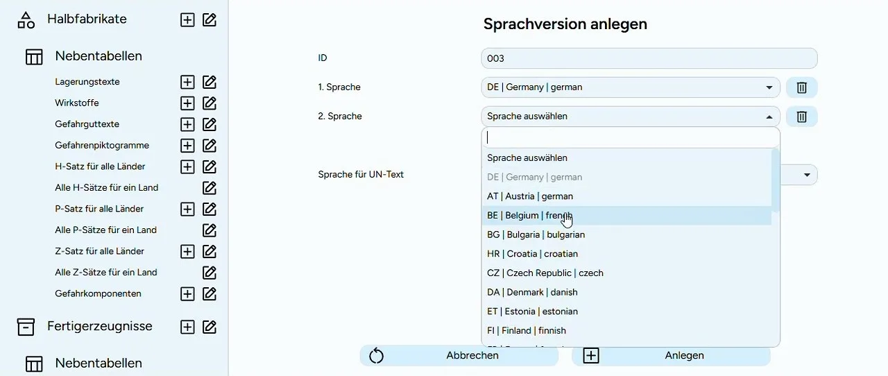 Bildschirmfoto aus dem Video: Sprachversion anlegen